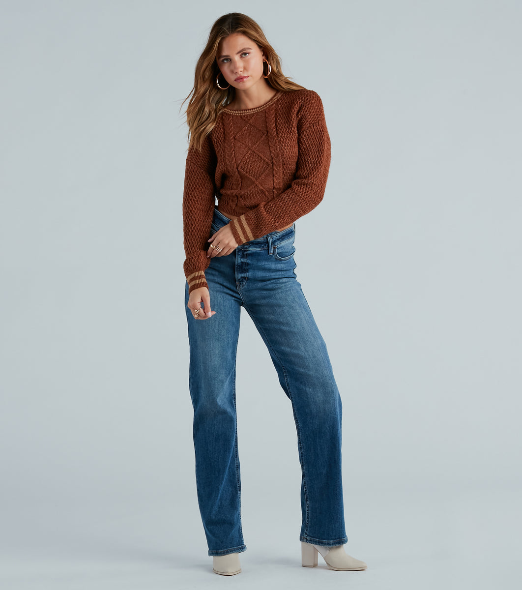 Tied Together Style Striped Cable Knit Sweater