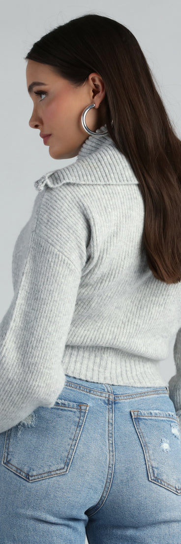 Give Me Cozy Half-Zip Fuzzy Knit Crop Sweater