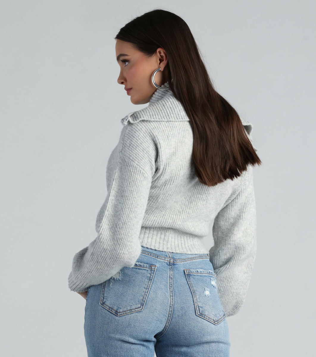 Half Zip Fuzzy Sweater main image 0