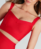 With fun and flirty details, the Sealed With A Kiss Bandage Crop Top shows off your unique style for a trendy outfit for the spring or summer season!