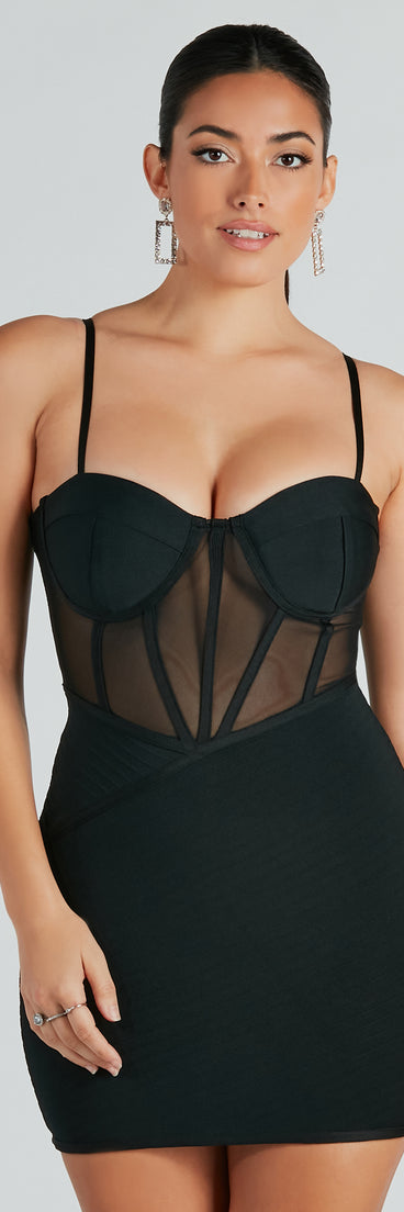 All The Allure Sheer Corset Mini Bandage Dress
