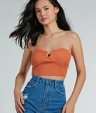 With fun and flirty details, the Elevated Trend Sweater Knit Tube Crop Top shows off your unique style for a trendy outfit for summer!