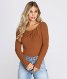 Lace Up Cross Back Sweater