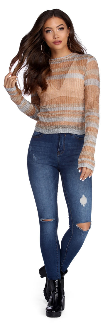 Metallic Moment Striped Sweater