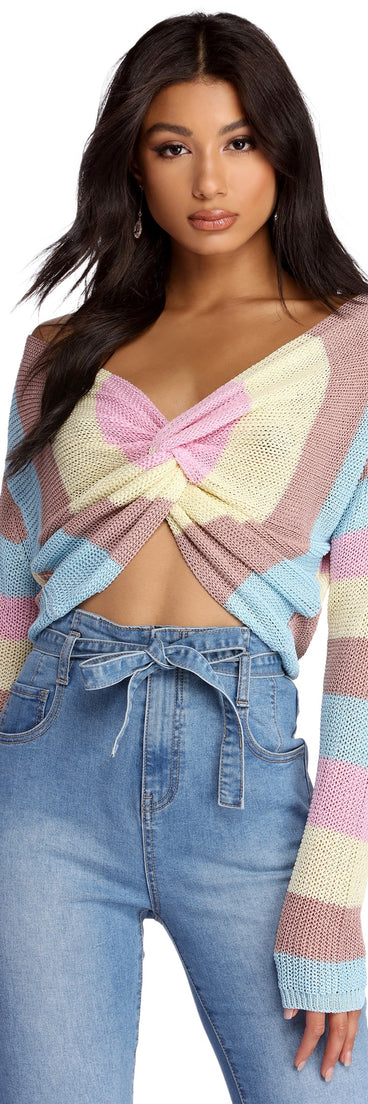 Sassy And Striped Cropped Sweater