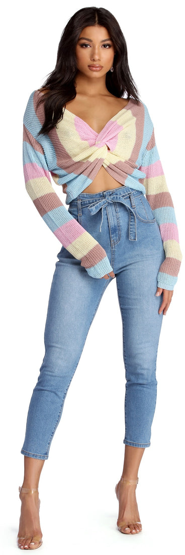 Sassy And Striped Cropped Sweater