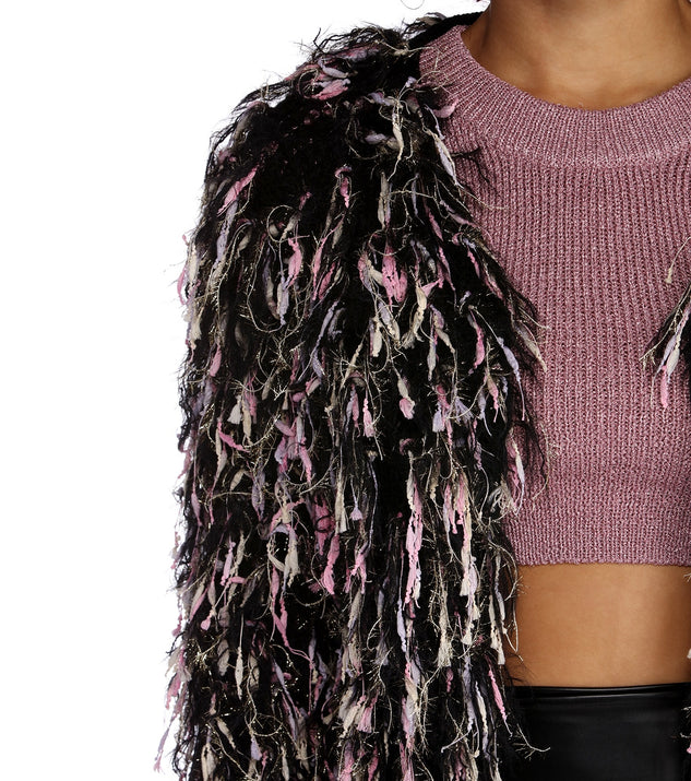 Fringe shaggy cardigan top