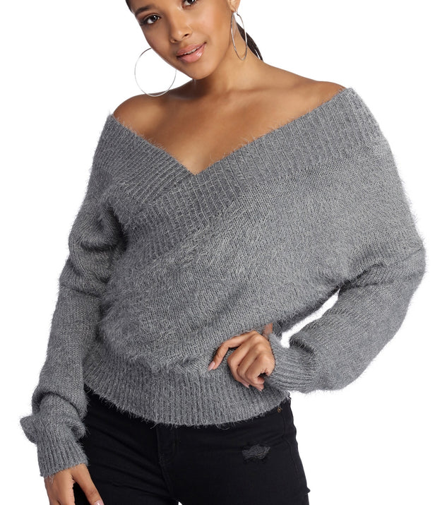 Unnecessary Ties Faux Wrap Sweater