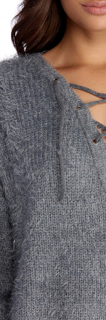 Bat Those Lashes Lace Up Sweater