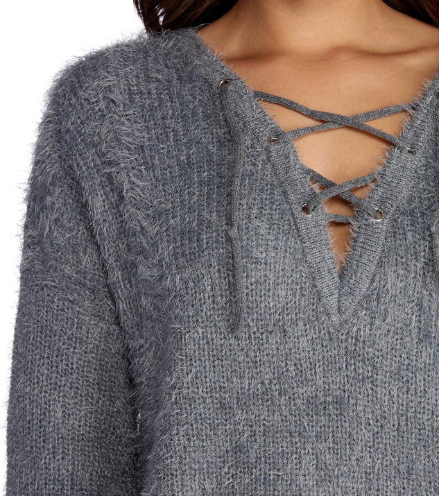 Bat Those Lashes Lace Up Sweater