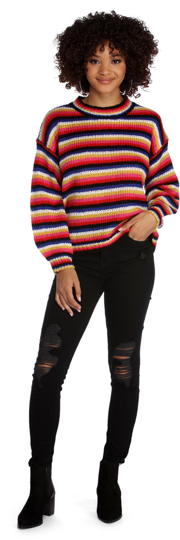 Color Blast Striped Pullover Sweater