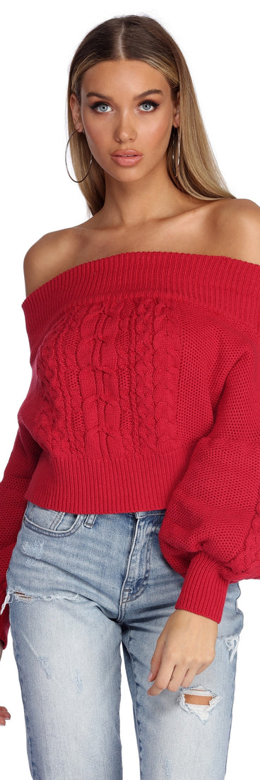 Cutie In Cable Knit Cropped Sweater