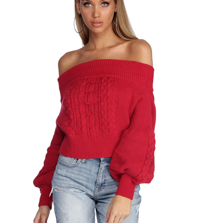 Cutie In Cable Knit Cropped Sweater