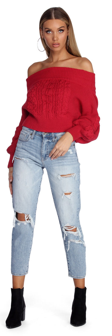 Cutie In Cable Knit Cropped Sweater