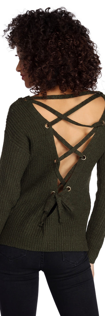 Lattice Back Cozy Pullover Sweater