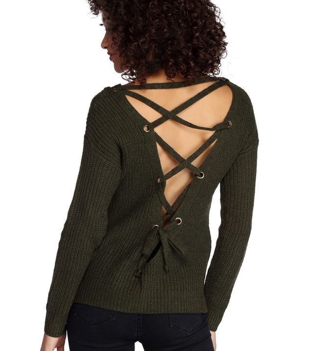 Lattice Back Cozy Pullover Sweater