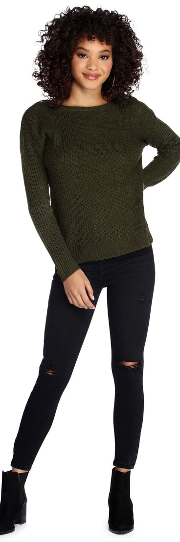 Lattice Back Cozy Pullover Sweater