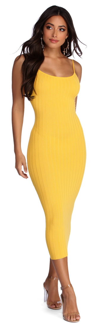 Sleek Style Ribbed Midi Dress