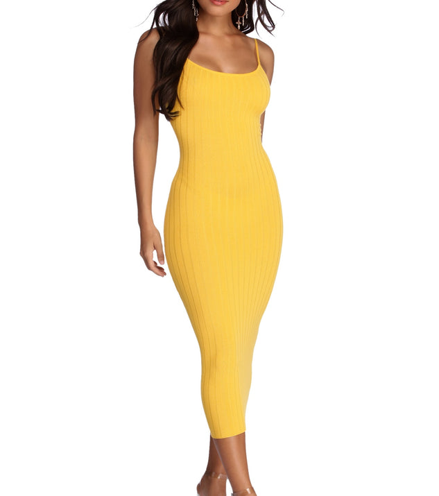 Sleek Style Ribbed Midi Dress