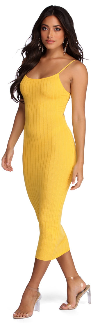 Sleek Style Ribbed Midi Dress