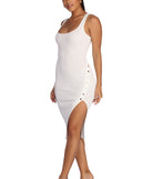 Oh Snap Button Midi Dress