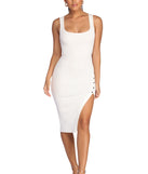 Oh Snap Button Midi Dress