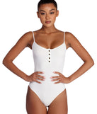 With fun and flirty details, Bend And Snap Front Bodysuit shows off your unique style for a trendy outfit for the summer season!
