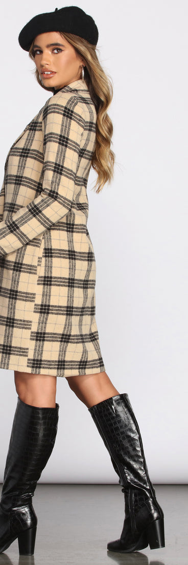 Oh So Fancy Brushed Plaid Coat