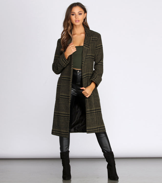 Perfectly Poised Long Plaid Coat