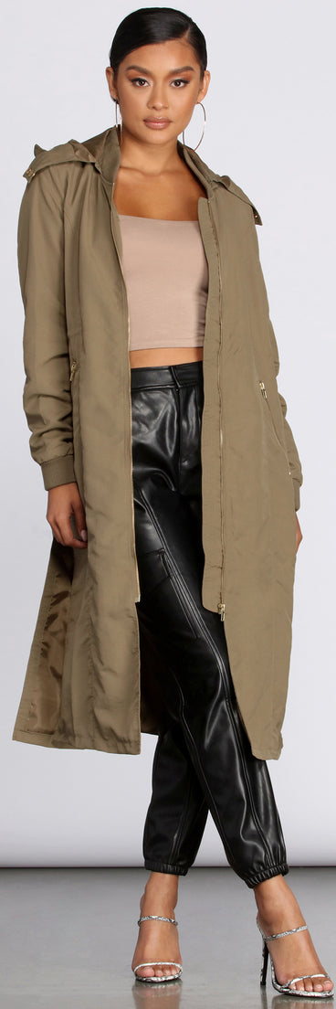 Long Hooded Bomber Jacket