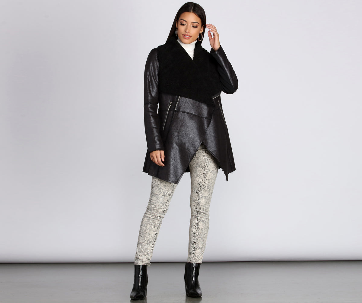 She Means Business Faux Leather Coat