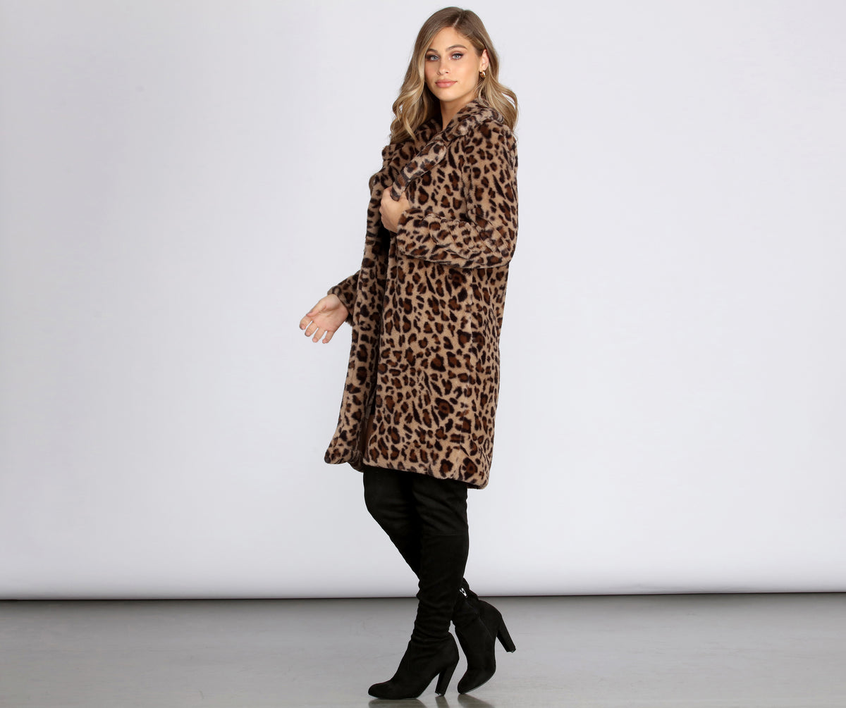 Leopard Long Line Faux Fur Coat & Windsor