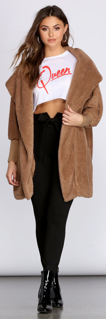 Super Soft Faux Fur Knit Sweater Jacket