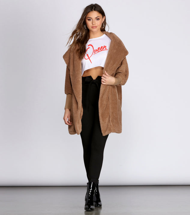 Super Soft Faux Fur Knit Sweater Jacket