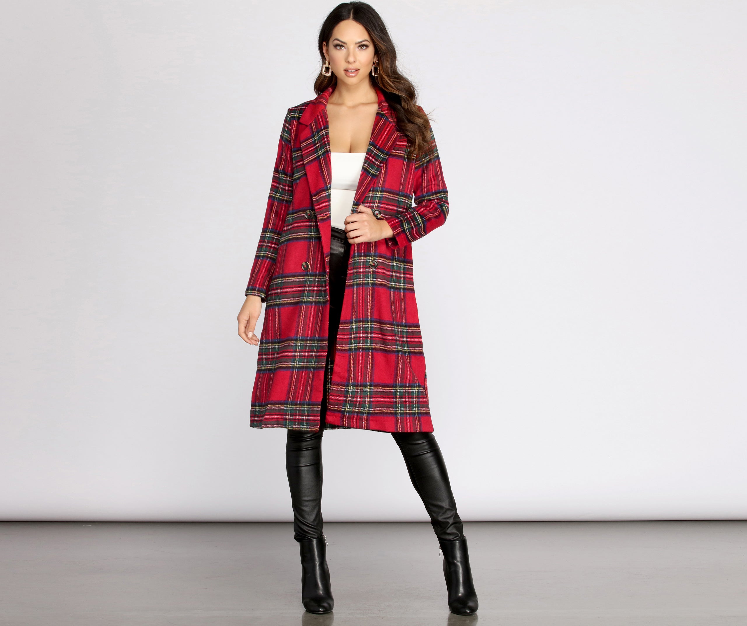 Royal Plaid Long Trench Coat | Windsor