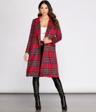 Royal Plaid Long Trench Coat