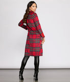 Royal Plaid Long Trench Coat