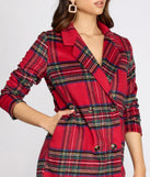 Royal Plaid Long Trench Coat