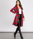 Royal Plaid Long Trench Coat