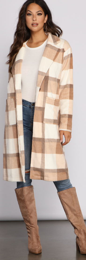 Plaid Perfection Long Coat helps create the best summer outfit for a look that slays at any event or occasion!