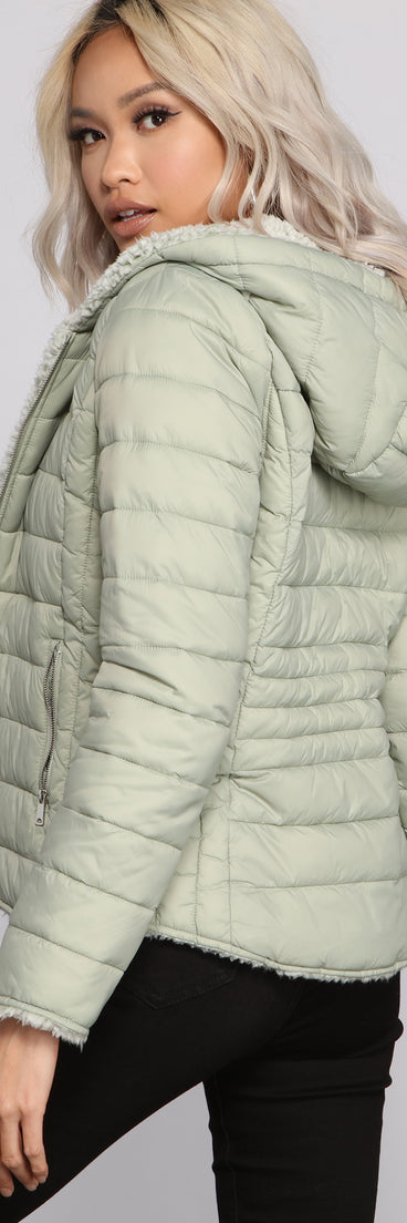 Faux Fur Reversible Puffer Jacket helps create the best summer outfit for a look that slays at any event or occasion!