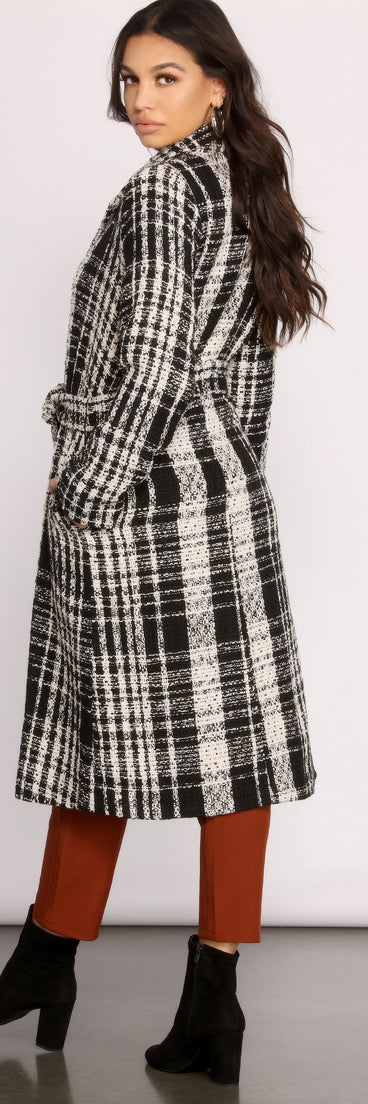 Poised Tweed Belted Coat for 2023 festival outfits, festival dress, outfits for raves, concert outfits, and/or club outfits