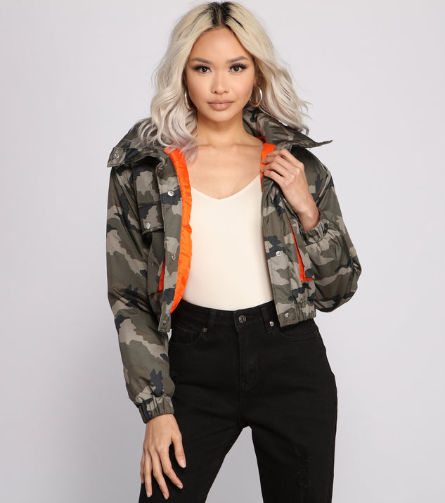 At Ease Camo Puffer Jacket helps create the best summer outfit for a look that slays at any event or occasion!