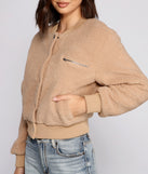 Snap Button Front Teddy Bomber Jacket helps create the best summer outfit for a look that slays at any event or occasion!