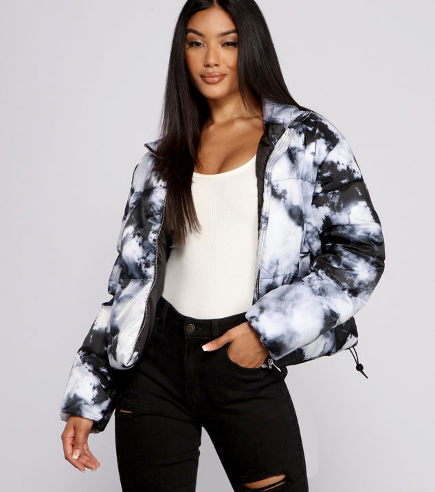 Totally Chill Tie Dye Puffer Jacket helps create the best summer outfit for a look that slays at any event or occasion!