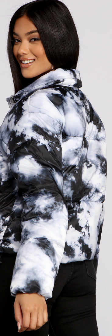 Totally Chill Tie Dye Puffer Jacket helps create the best summer outfit for a look that slays at any event or occasion!