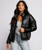 Chic Faux Leather Puffer Jacket helps create the best summer outfit for a look that slays at any event or occasion!