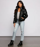 Chic Faux Leather Puffer Jacket helps create the best summer outfit for a look that slays at any event or occasion!