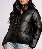 Chic Faux Leather Puffer Jacket helps create the best summer outfit for a look that slays at any event or occasion!