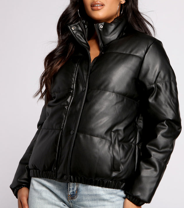 Chic Faux Leather Puffer Jacket | Windsor